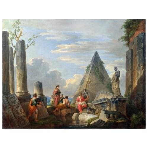 ����������� �� ������ ������� ����� � �������� (Roman Ruins with Figures) ������ �������� ����� 52��. x 40��. 1760�