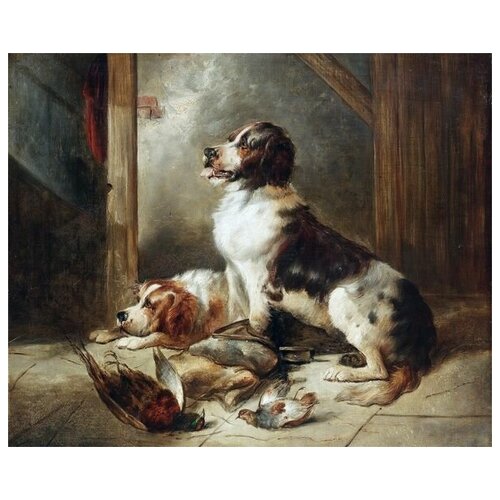         (Two dogs and hunting trophies) 2 37. x 30. 1190
