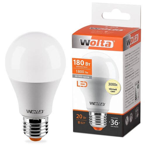 Wolta  .  A65 E27 20W(1800lm) 3000K 2K 122x65 25Y65BL20E27 (. 681438) 345