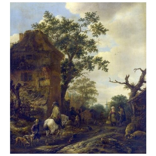     ,   (The Outskirts of a Village, with a Horseman)    40. x 45. 1590