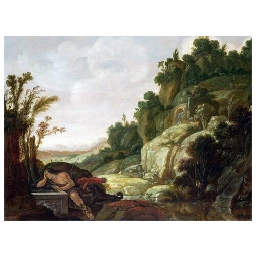        ( Mountain Landscape with Narcissus)   40. x 30. 1220