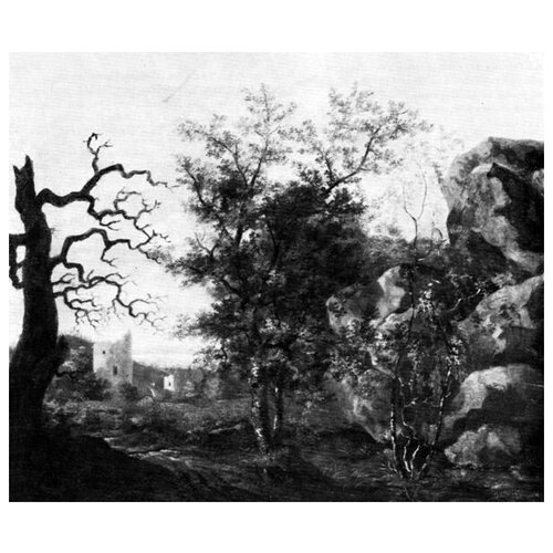      ,    (Landscape with rocks, trees and ruins)    36. x 30. 1130