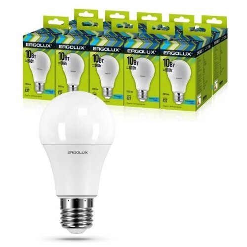 ����� �� 10 ������������ �������� Ergolux LED-A60-17W-E27-4K 1090�