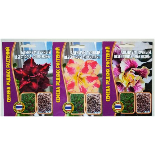 Адениум тучный Mahatap DESERT ROSE 3 семени х 1 упаковка/ Семена Редких растений 444р