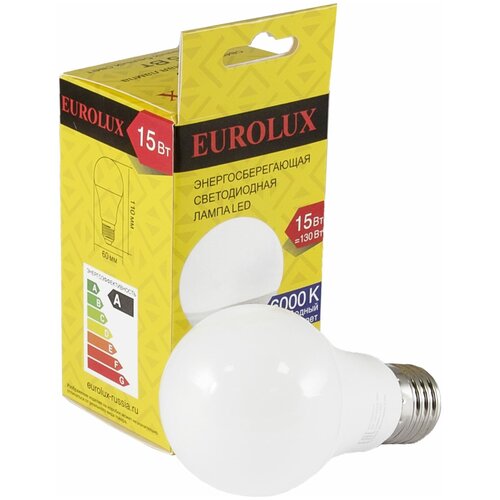 ����� ������������ LL-E-A60-15W-230-6K-E27 (�����, 15��, �����., �27) Eurolux 87�