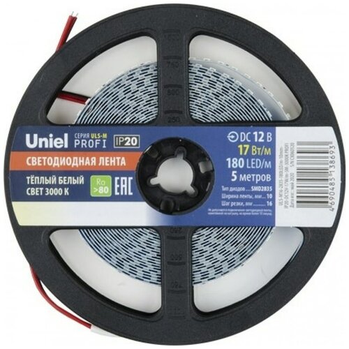   Uniel ULS-M16-2835-180LED/m-10mm-IP20-DC12V-17W/m-5M-3000K PROFI     2008