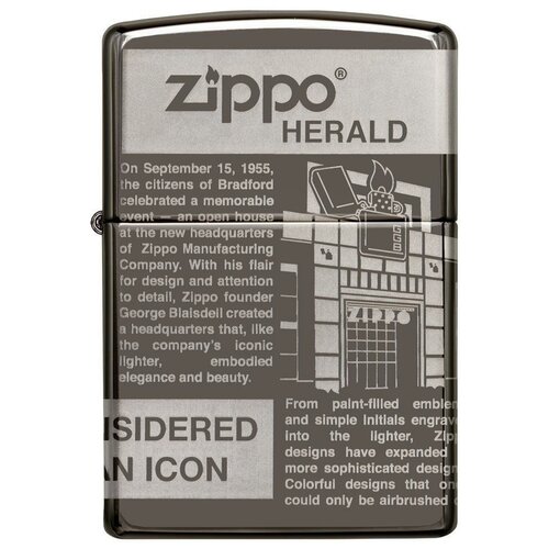    ZIPPO Classic 49049 Newsprint Design   Black Ice -  6660