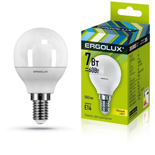    Ergolux LED-G45-7W-E14-3K,  77  Ergolux