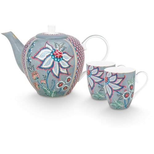 ����� �� 3-� ��������� ��� �������� Flower Festival Light Blue: ������ 1,6 �, 2 ������ 350 ��, Pip Studio, WW.51.020.156 8314�