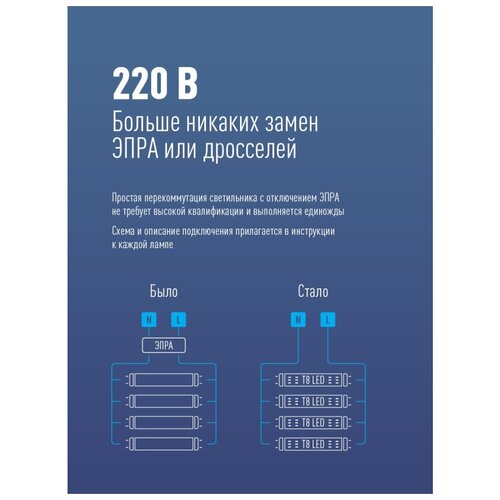 ����� ������������ 10�� T8 �������� 4000� �����. ���. G13 220� 600�� glass ������ Lksm_LED10wG13T840GL 139�