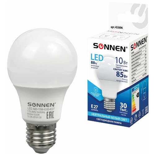   SONNEN, 10 (85) ,  27, ,   , 30000 , LED A60-10W-4000-E27, 453696 (  5 ) 653