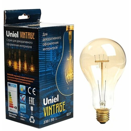����� ����������� ������ �������, 60��, E27, A95 IL-V-A95-60/GOLDEN/SW1/SW01 Vintage Uniel 529�