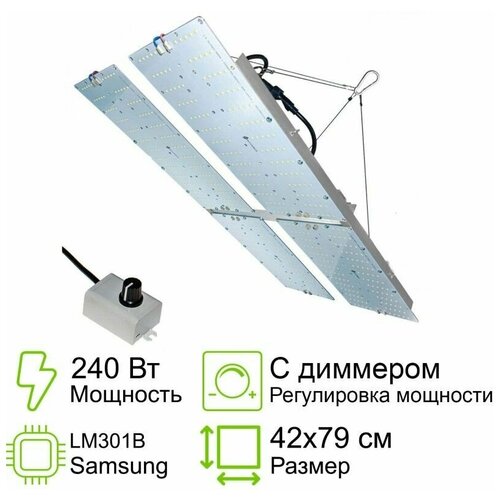 �������� ������� ���� � �������� 240 �� (60���4) 1.6 Ultra Quantum board Samsung lm301b 3000K+5000K + Samsung lh351h 660nm, 39�39�� 26500�